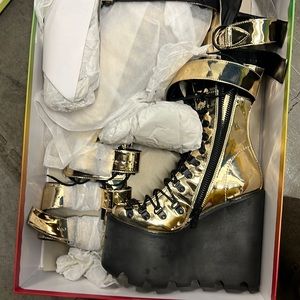 Gold platform boots festival rave party burning man current mood